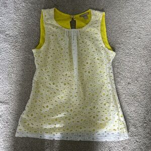 Banana Republic Yellow and White Eyelet Top